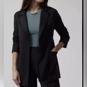 Athleta Eastbound black Tencel nylon open front  blazer jacket. Size 14